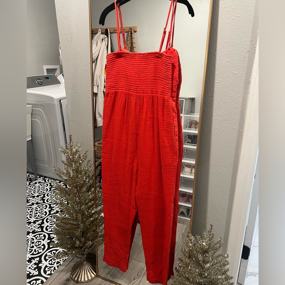 Saturday Sunday by Anthropologie Isabel Tie-Front Jumpsuit in red/orange - Picture 3 of 4